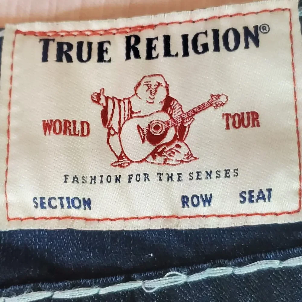 True Religion Ricky Super T Flap Pocket Frayed Hem Denim Shorts Mens Size 44 W44